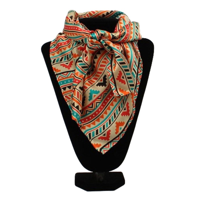 0909097 M&F Silk Print Wild Rag -Aztec Multicolored Print