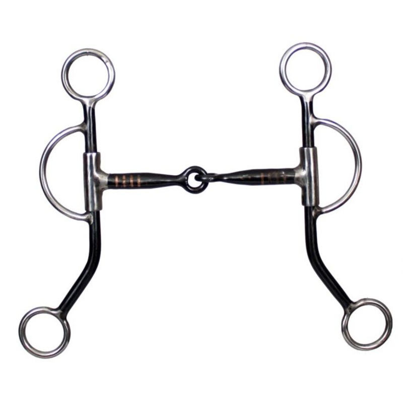 #14331: Showman stainless steeltraining snaffle bit with 8″ cheeks