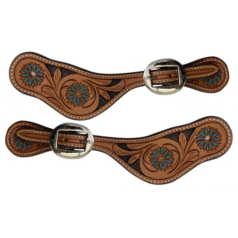 #M-165: Showman Ladies Size Argentina Cow Leather Light Oil Spur Straps