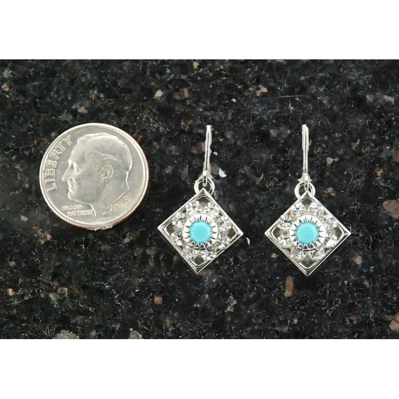 Finishing Touch Diamond Shaped Swarovski Crystal Turquoise Earrings – Euro Wire