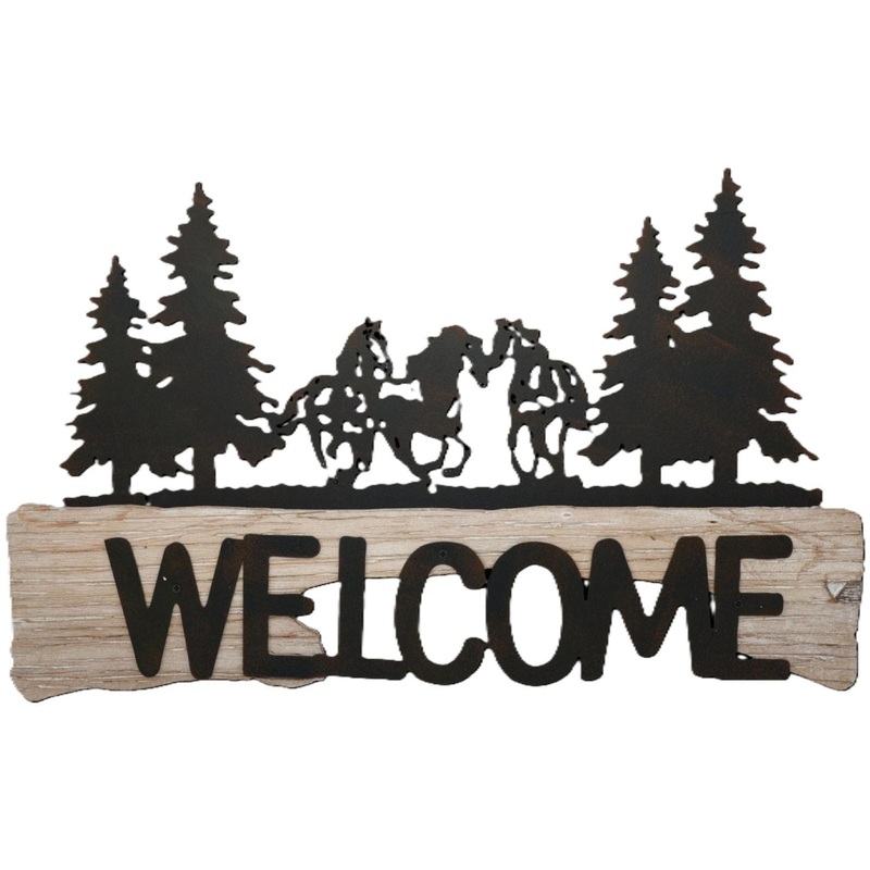 Gift Corral Metal & Wood Welcome Horse Sign