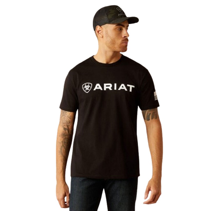 10054197 Ariat Men’s Shield Flag T-Shirt – Black