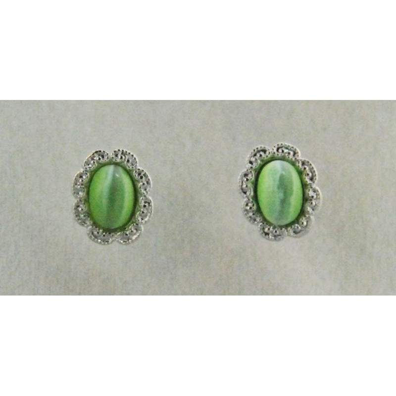 Finishing Touch Fancy Oval Earrings with Cat’s Eye Stone – Peridot