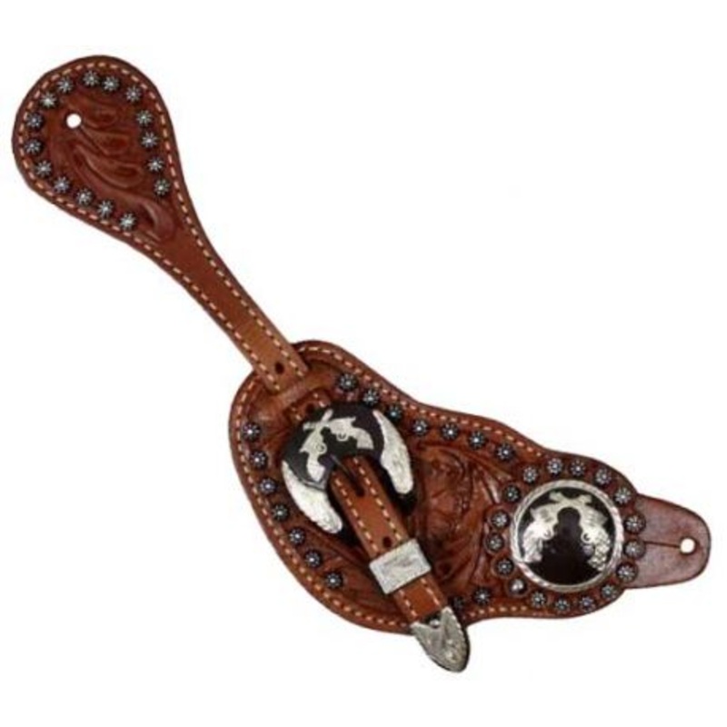 #175121: Showman men’ssizefloral tooled leatherspur straps