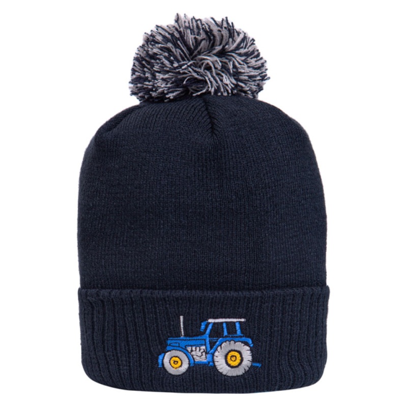 British Country Collection Christmas Tractor Pom Pom Beanie Hat
