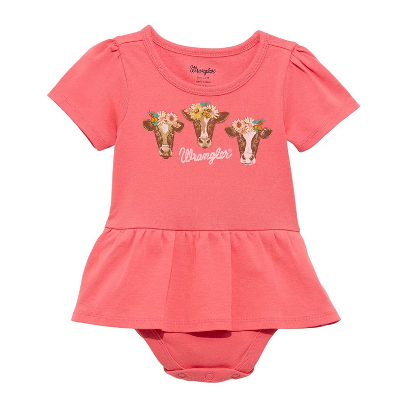 112364330 Wrangler Baby Girl Short Sleeve Skirted Bodysuit – Red