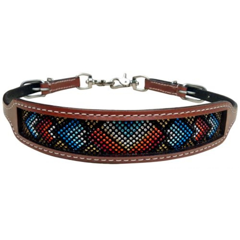 #19610: Showman  wither strap with rainbow crystal rhinestone diamond design inlay