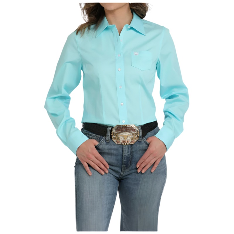 MSW9164244 Cinch Women’s Long Sleeve Western Shirt – Solid Turquoise