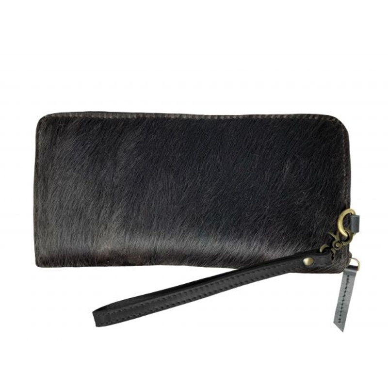 Showman  Black Hair on Cowhide Clutch Wristlet