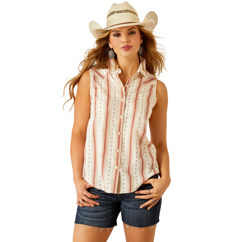 10060369 Ariat Women’s Billie Jean Sleeveless Button Up Shirt – Desert Stripe