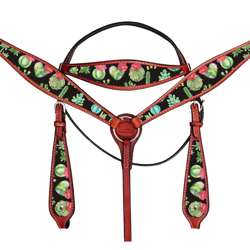 Hilason Western Horse Headstall Breast Collar Set American Leather