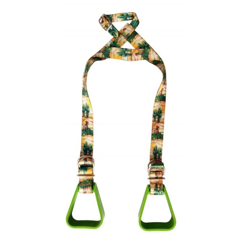 #177134: Showman Heavy duty nylon adjustable buddy stirrups with a cactus print