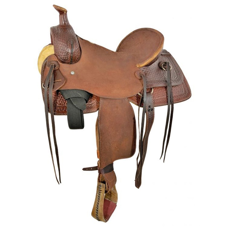 Buffalo Roper Style Saddle with Basket Stamp Tooling – 16 Inch
