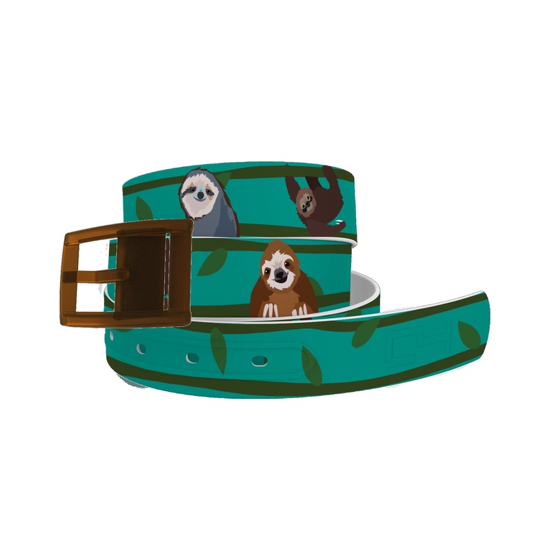 C4 Belt Swinging Sloths Belt with Brown Buckle Combo