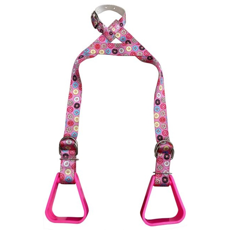 Showman  Heavy duty nylon adjustable buddy stirrups with a doughnut print