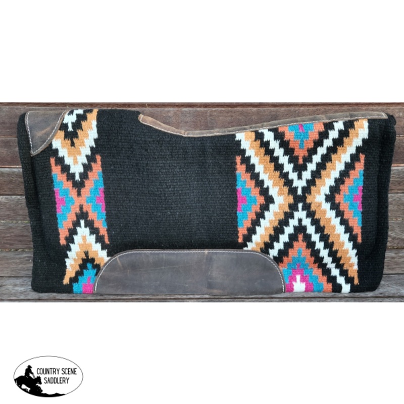 Showman 34″ x 36″ x 3/4″ Turquoise, orange, mustard and pink colored memory felt bottom saddle pad.
