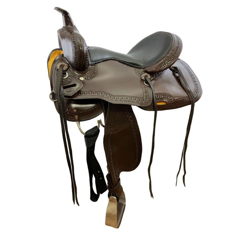 Circle S Trail Saddle with Stamped Border – 16 Inch