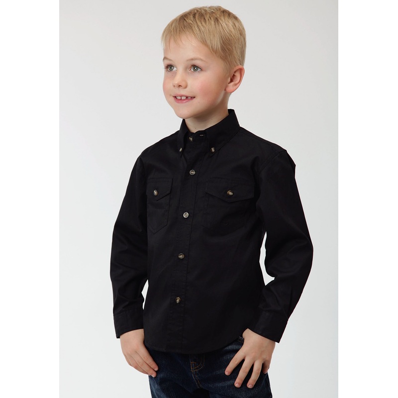 Roper Boys Poplin Western Shirt – Black