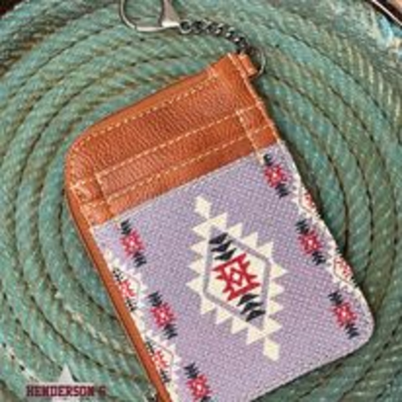 Wrangler Southwest Print Mini Zip Card Case ~ Lavender