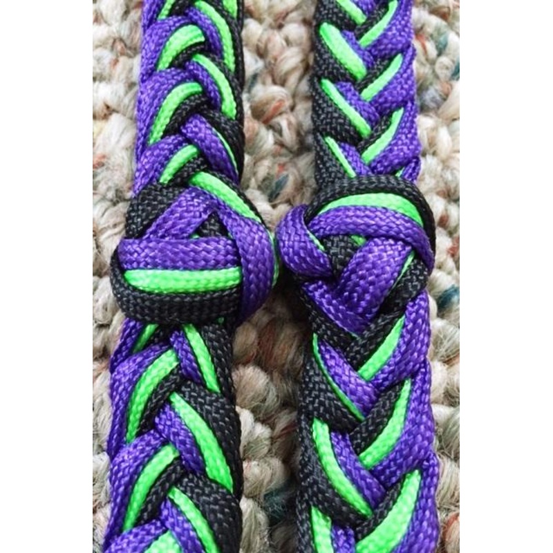 Martha Josey Super Knot Barrel Racing Rein Purple/Lime/Black