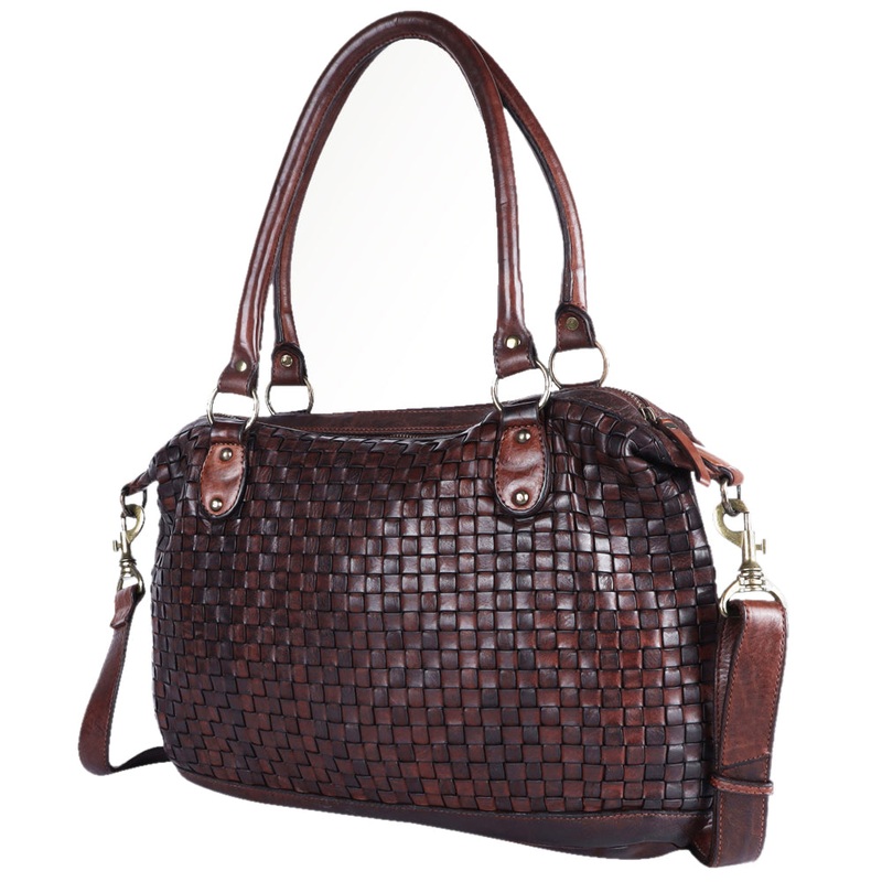 Spaghetti Western Swc182Brn Tote Vintage Handmade Drum Dyed Genuine European Cowhide Leather Women Bag WesternHandbagPurse