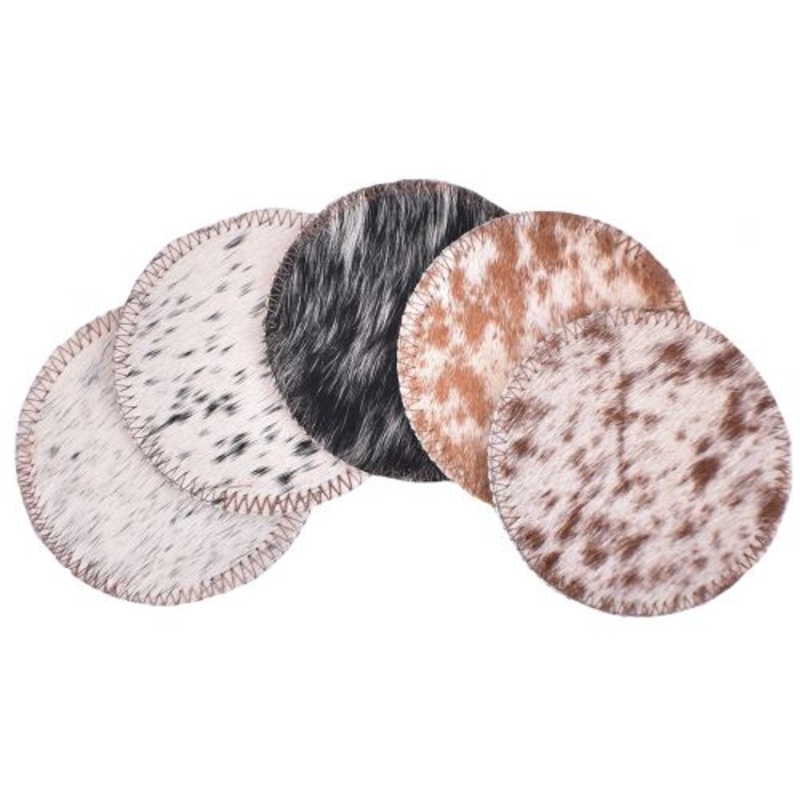 #1830: Salt and Pepper Cowhide Coasters