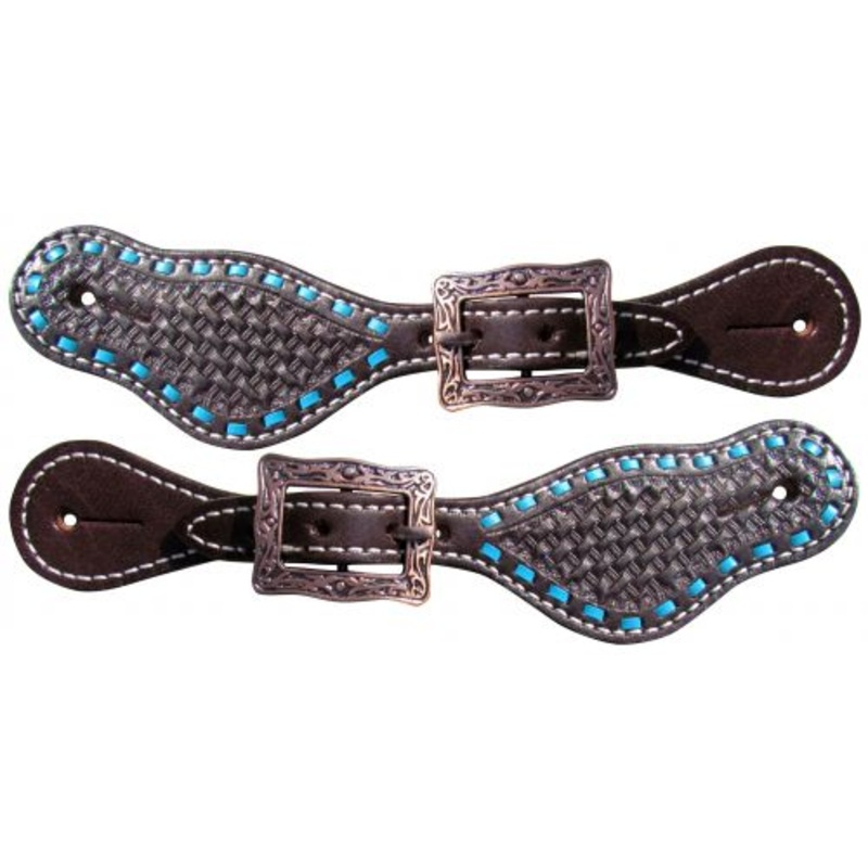 #30912: Showman Youthleather spur straps basketweave tooling