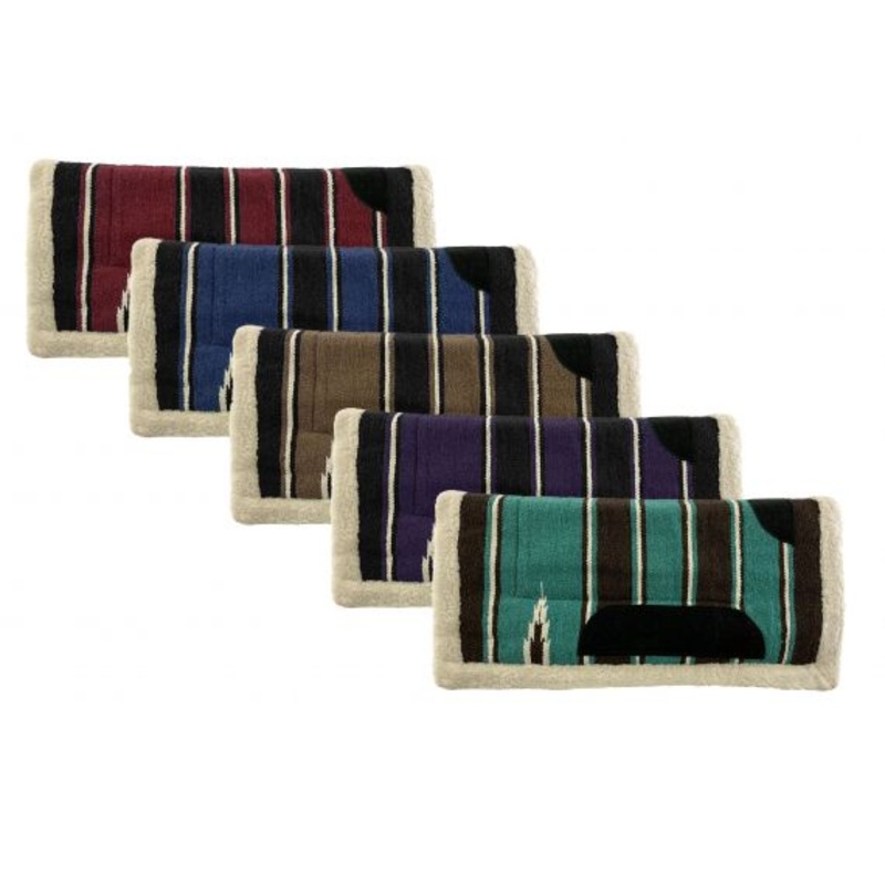 #6102: 32 X 32 Navaho Saddle Blanket with Fleece Bottom- SOLD IN LOT OF 5 (1 Each Color Pictured)