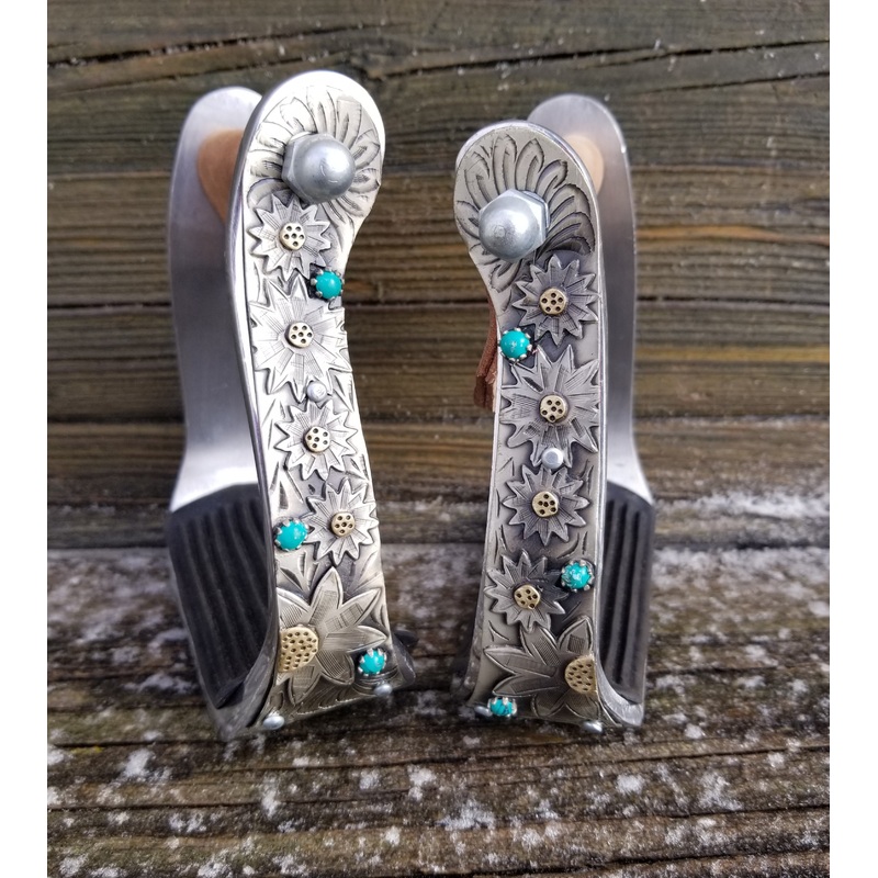 2″ Sunflower & Turquoise Stirrups