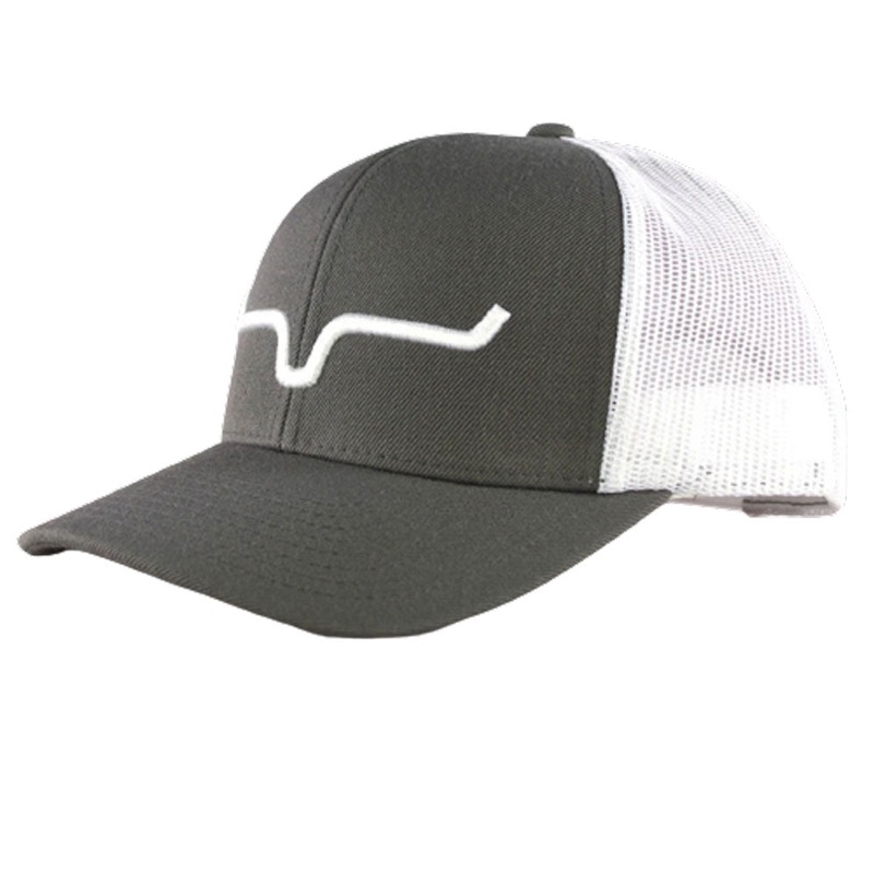 Kimes Ranch Weekly Trucker Cap – Charcoal & White
