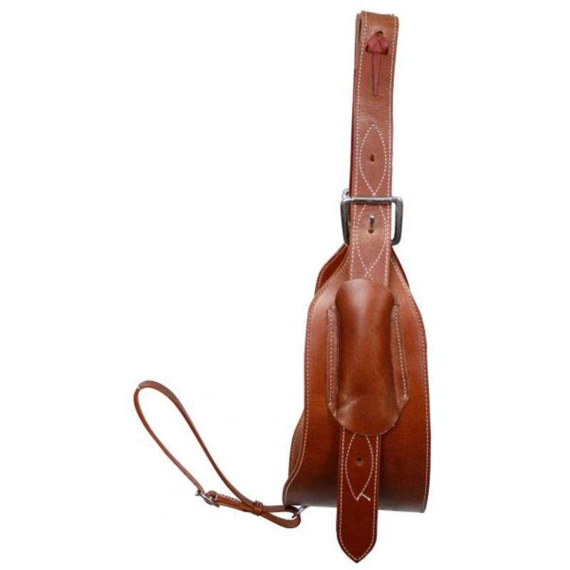Showman   premium leather heavy duty 7″ wide leather back cinch with 1-3/4″ billet straps and girth connector strap