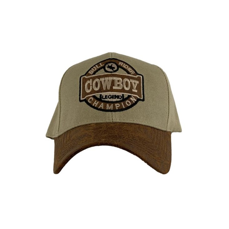 Tan Cowboy Ballcap with Bull rider decal