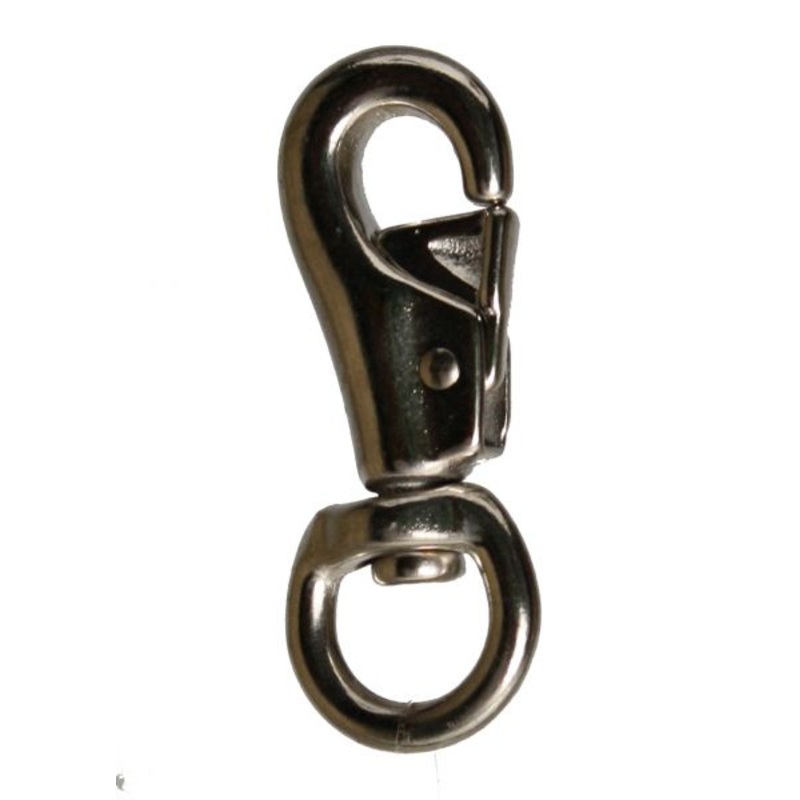 #12502: 7/8″ x 4″ Nickel plated bull snap with round swivel eye