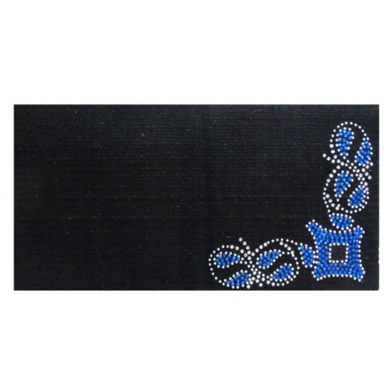 #6250: Showman 38″x 34″5lb100% Woven New Zealand wool saddle blanket with crystal rhinestone blue
