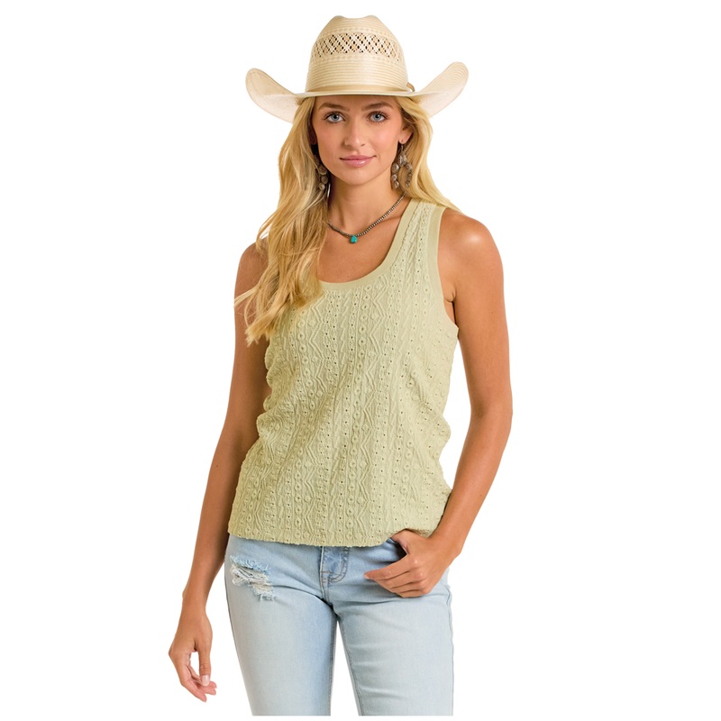 BW20T06291 Rock & Roll Women’s Knit Tank w/Raised Design – Jade