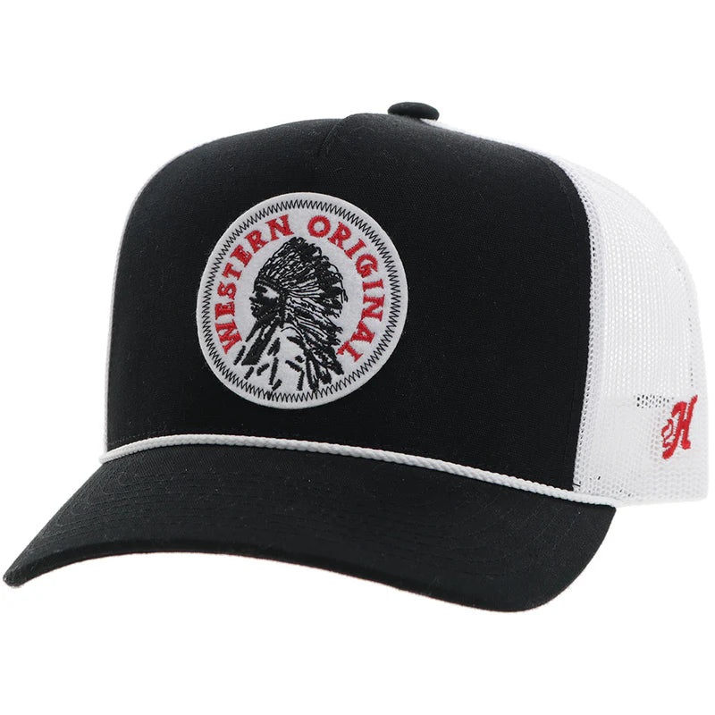“Quanah” Hat Black/White w/Red/White Patch