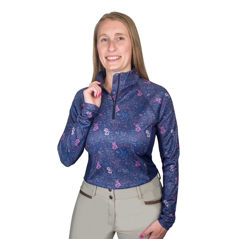 Ovation Quarter Zip Long Sleeve Sunshirt – Navy Mosaic Floral