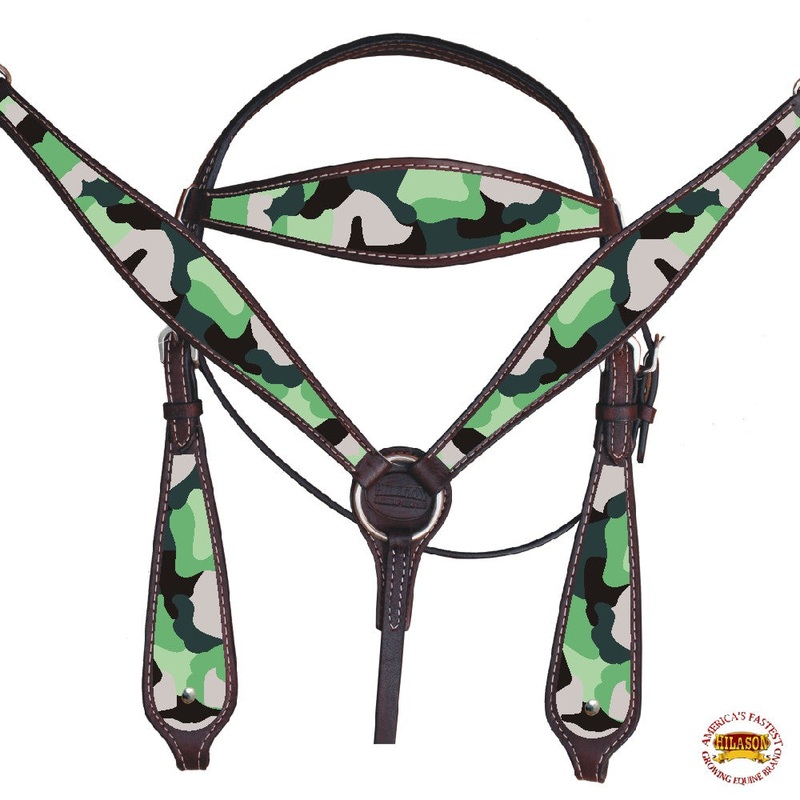 Western Horse Headstall Breast Collar American Leather Hilason camouflage