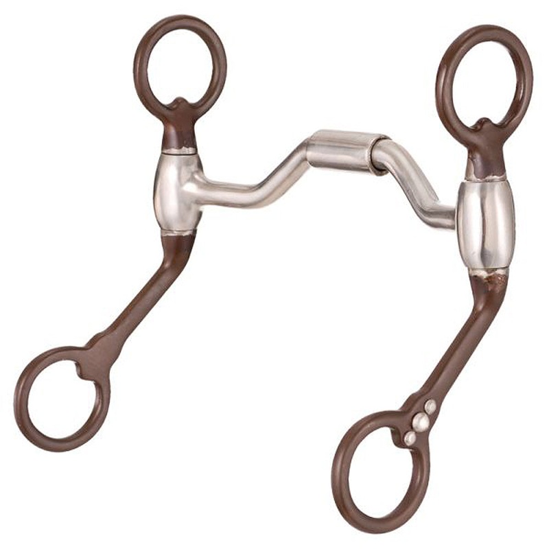 5 In Mouth Tough 1 Horse Bit Low Port W/ Antique Brown Cheeks
