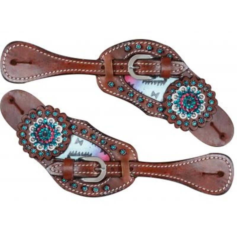#1636: Showman  Pastel Navajo diamond spur straps