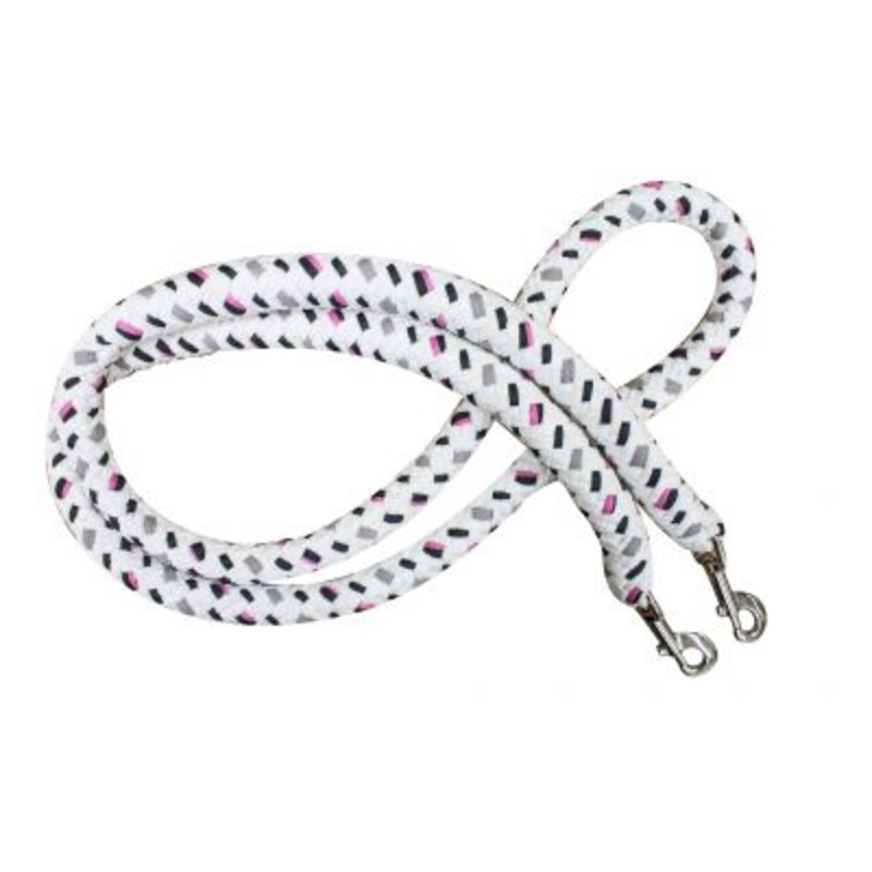 7′ braided cotton multi-colored softy contest rein with heavy duty snaps