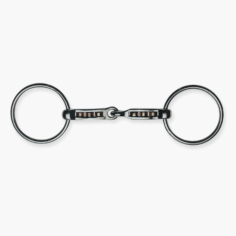 Metalab Loose Ring Snaffle Mac-Genis, Single Jointed, Copper Rollers 15mm