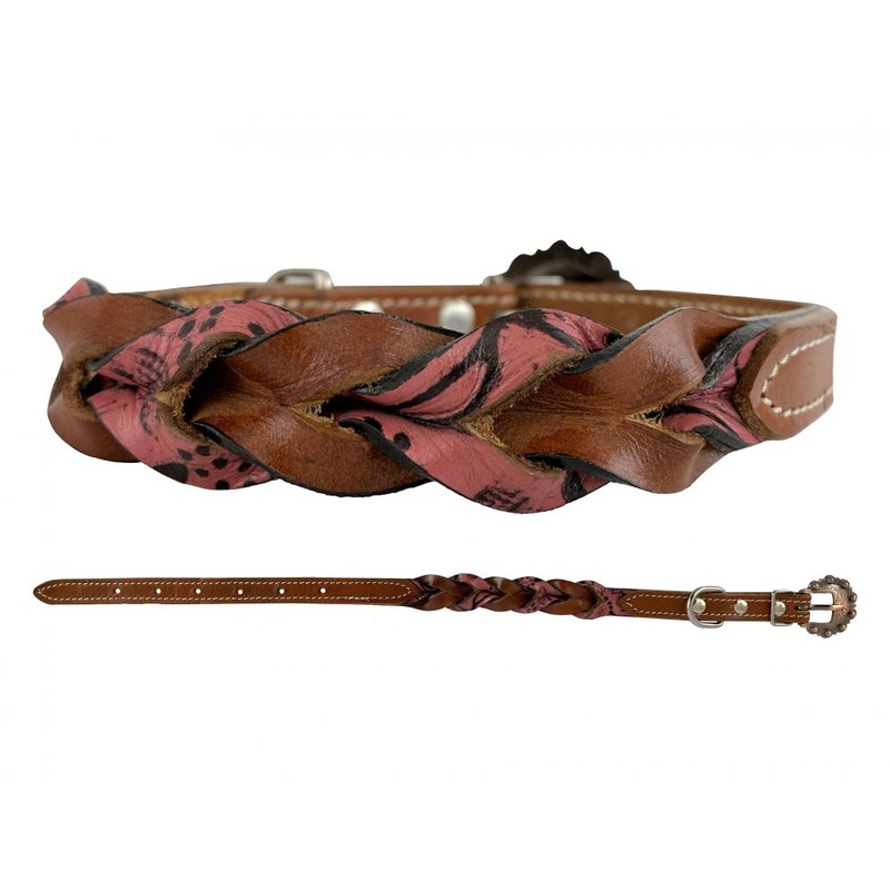 Showman Couture Filigree Miracle Braid Leather Dog Collar