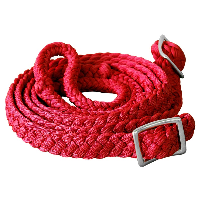 1″ X 8Ft Hilason Braided Poly Barrel Horse Racing Reins Flat Grip Knots