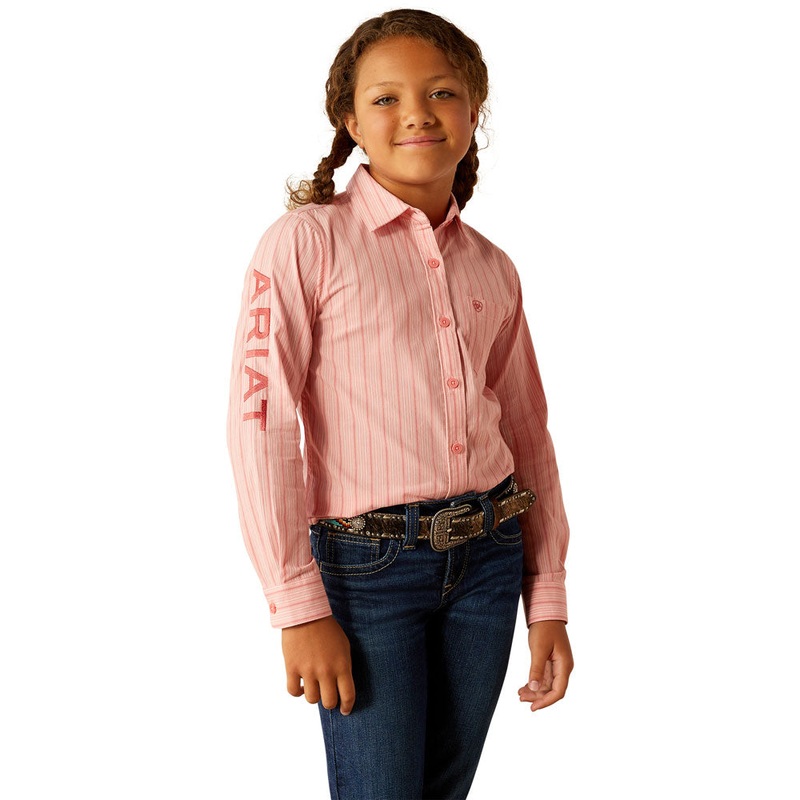 10054934 Ariat Girls Team Kirby Long Sleeve Shirt – Mauve Stripe