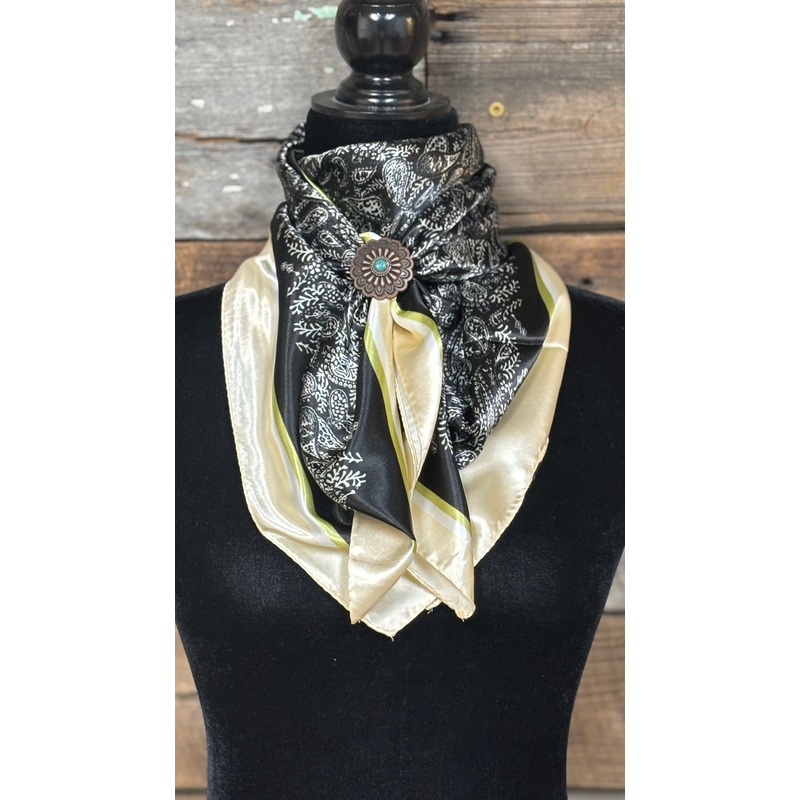 Rodeo Drive Wild Rags/Scarf ~ Black & Cream Paisley