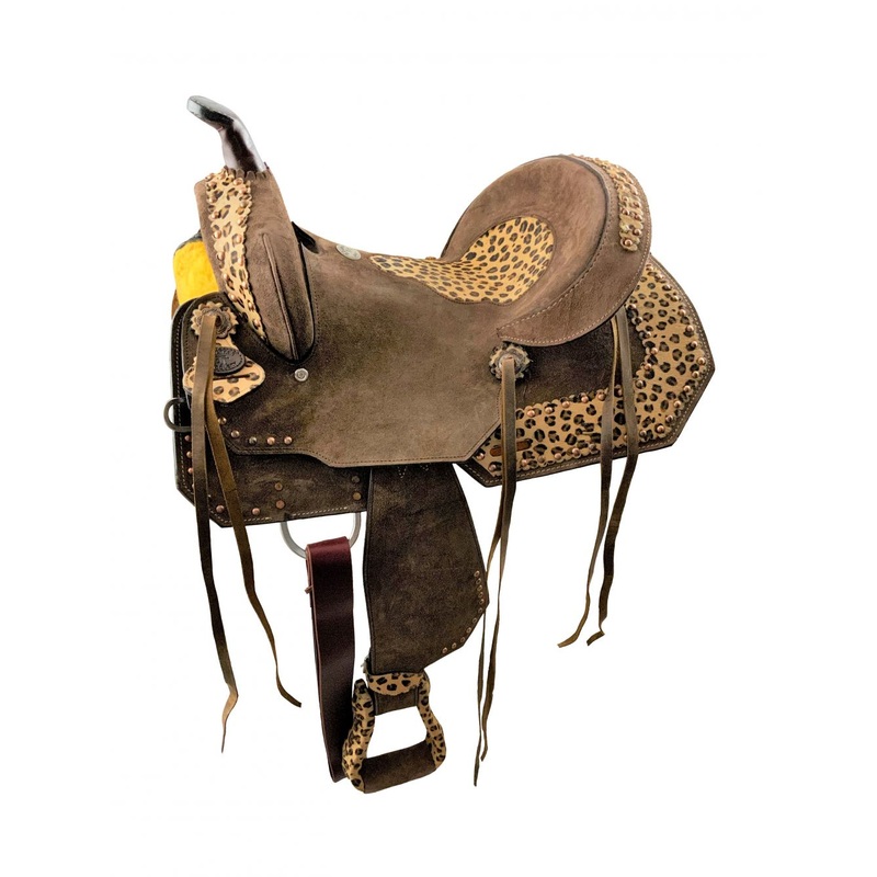 12″ Youth Hard Seat Barrel style saddle with Cheetah Seat-FREE SHIPPING