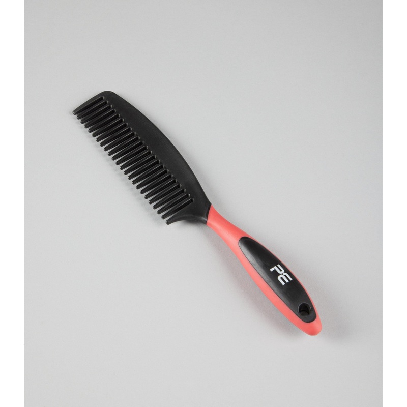 Soft-Touch Mane Comb with Handle Black & Red