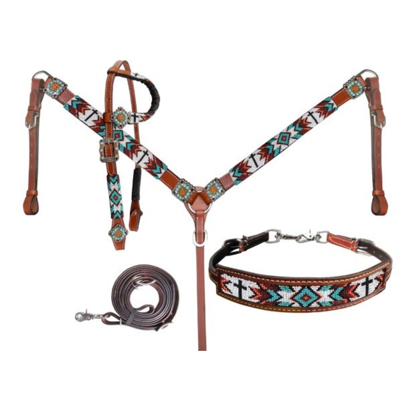 Showman  Beaded Cross & Southwest Design 4 Piece Set