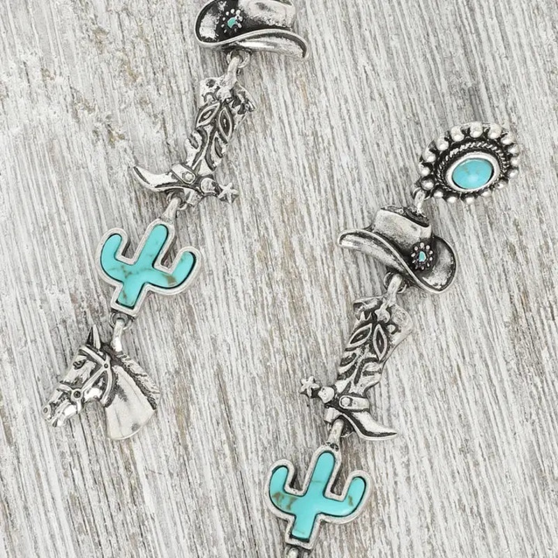 Western Cowboy Theme Turquoise Post Earrings